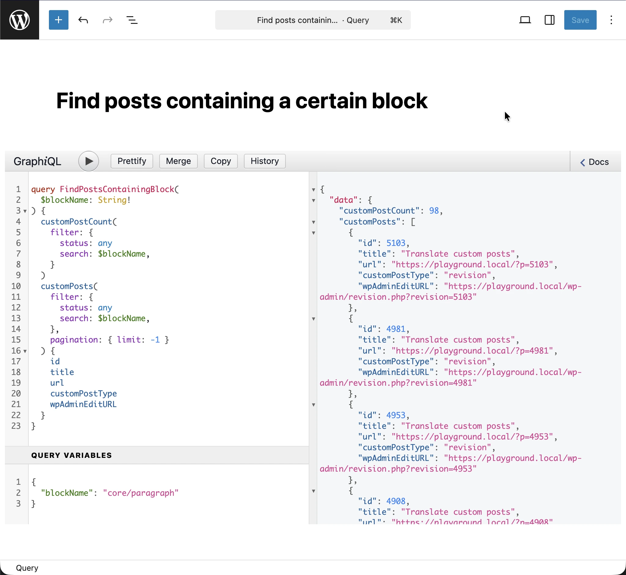 Wykonywanie query GraphQL