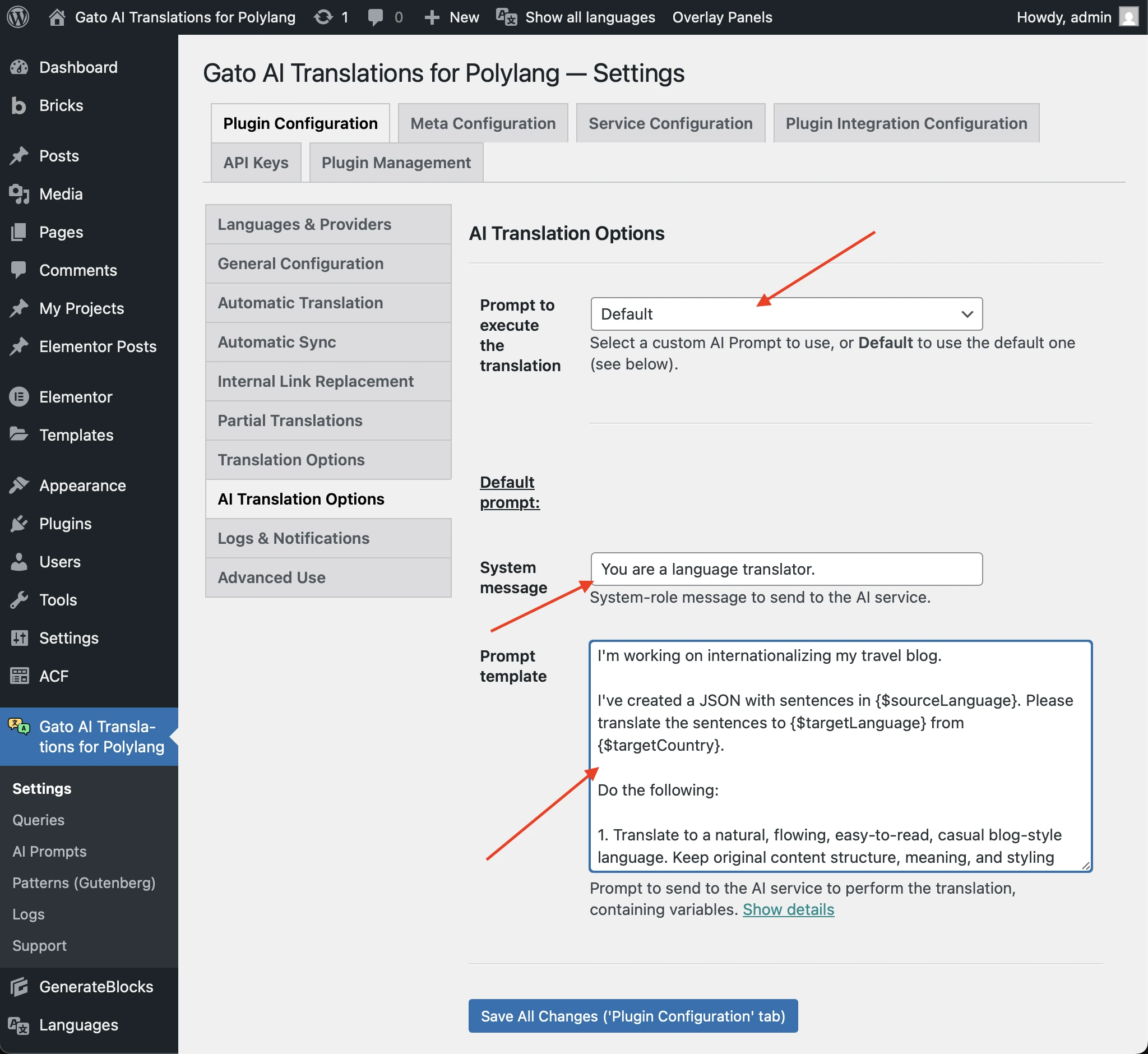 Nadpisywanie domyślnego promptu w Ustawieniach
